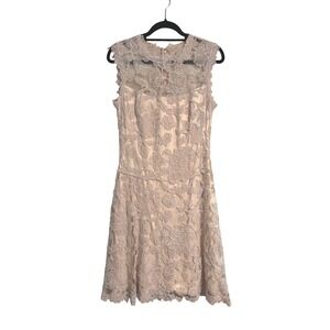 Tadashi‎ Shoji Tamura Embroidered Lace Dress Pink Formal Cocktail Party 8